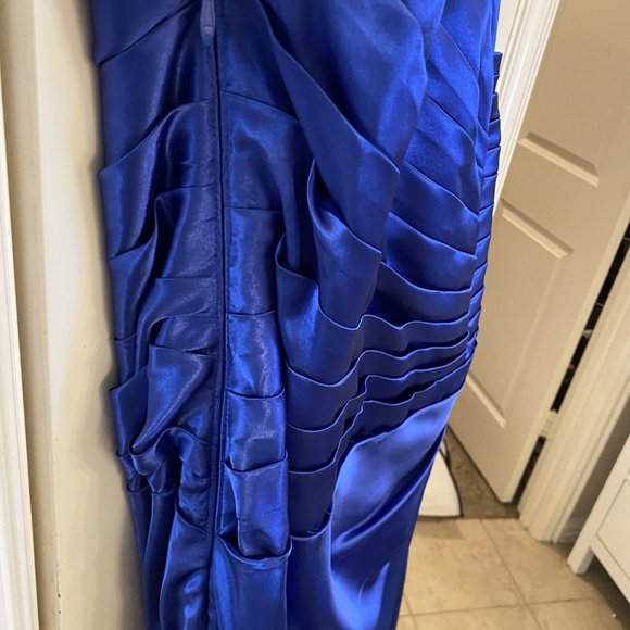 Royal Blue Azazie Kamila One-shoulder Satin Bridesmaid Dress (20) - Picture 7 of 8